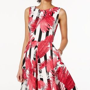 Pink Floral Fit and Flare Dress w/Pockets!